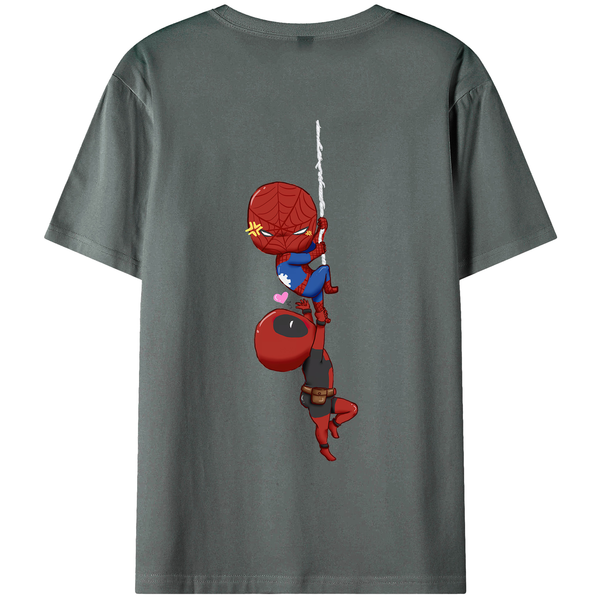 （画像用） Deadpool デッドプール 綿100％ メンズ半袖Tシャツ（バックプリント） 通気性